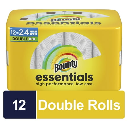 Bounty Essentials Select-A-Size Paper Towels, 12 Double Rolls, White, 108 Sheets Per Roll