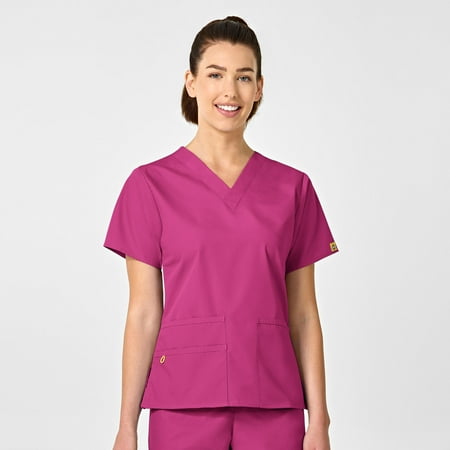 Wink Origins Bravo-Women's V-Neck Scrub Top, Hot Pink, XL