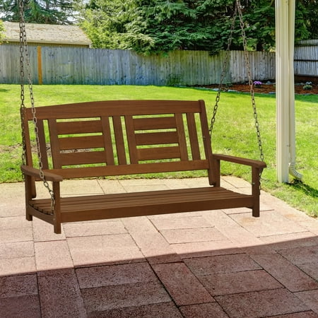 Furinno Tioman Hanging Hardwood Metal Porch Swing - Brown