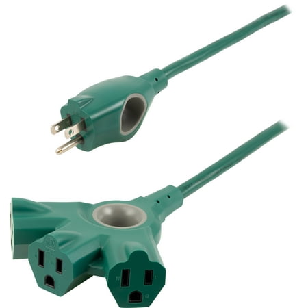 Philips Outdoor Extension Cord, 3 Outlet, 16 Gauge, 13 Amps, 50ft, Green