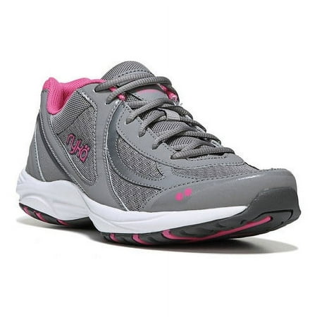 Ryka Womens Dash 3 Walking Shoe Grey/Pink Leather 9.5 M