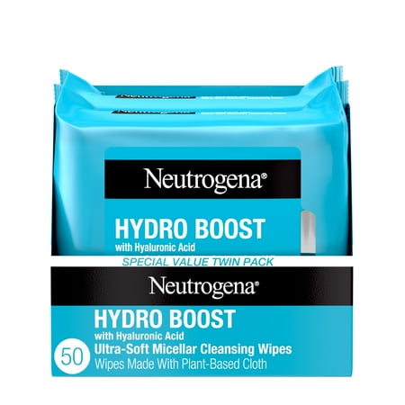Neutrogena HydroBoost Makeup Remover Face Wipes and Cleansing Towelettes, 25 Count, 2 Pack