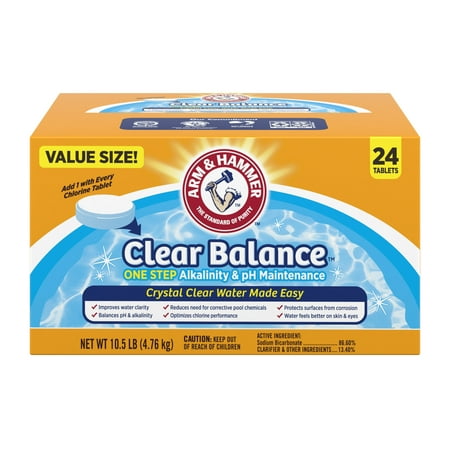 ARM & HAMMER Clear Balance Swimming Pool Alkalinity  pH Maintenance Tablets, White, 1 Pack, 24 Count