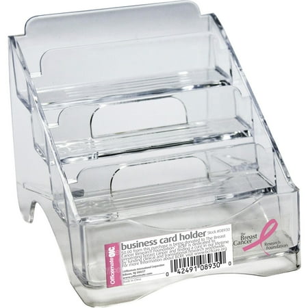 Officemate Breast Cancer Awareness Business Card Holder, 4 Tiers, Clear (08930)