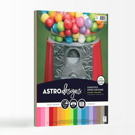 Astrodesigns Cardstock, Starter Pack 18-Color Assortment, 8.5" x 11", 65 lb./176 Gsm, 72 Sheets