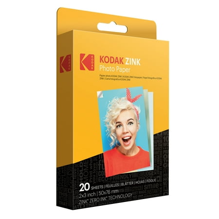 Kodak Zink Photo Paper 2" x 3" (20 Sheets) Compatible W/Printomatic, Smile & Step Cameras & Printers