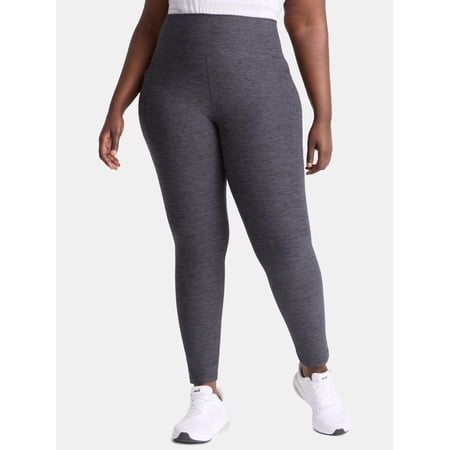 (2 pack) Athletic Works Women's and Women's Plus ButterCore Full Length Leggings with Pockets, Sizes XS-4X