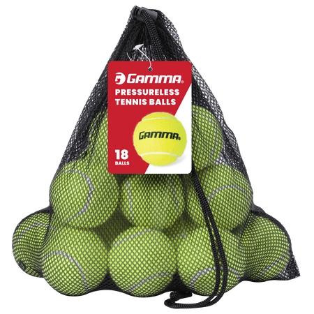 GAMMA Pressureless Tennis Balls for Tennis Practice and Lessons, Longer-Term Durability and More Bounce than Standard Tennis Balls, Yellow, Bag of 18