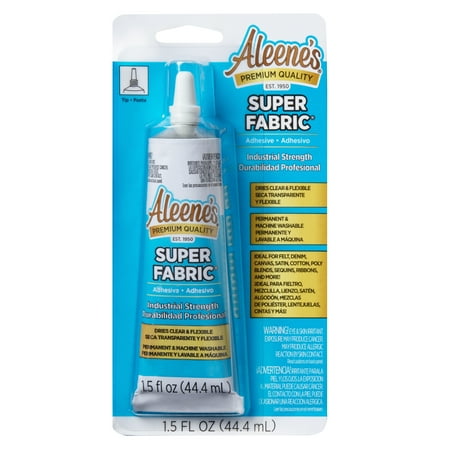 Aleene's Super Fabric Adhesive 1.5 fl oz, Fast Drying, Clear Permanent Fabric Adhesive