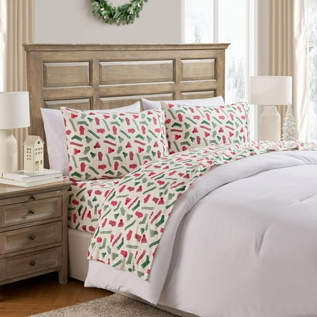 Hallmark Winters 4-Piece Adult Multi Brushed Cotton Flannel Bed Sheet Set, King