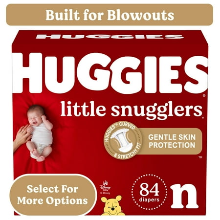 Huggies Little Snugglers Baby Diapers, Size Newborn (up to 10 lbs), 84 Ct (Select for More)