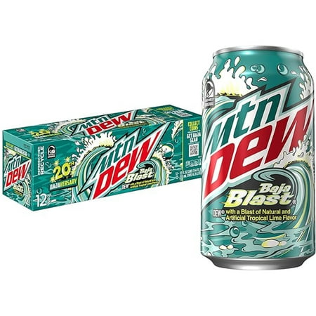 Mountain Dew Baja Blast Tropical Lime Soda Pop, 12 oz 12 Pack Cans
