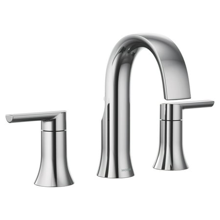Moen Doux Chrome Two-Handle 8-Inch Widespread Lever Handle Bathroom Faucet Trim Kit, Valve Required, TS6925