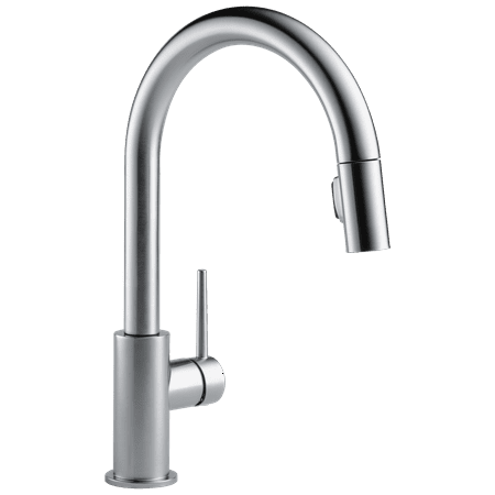 Delta Trinsic Single Handle Pull-Down Kitchen Faucet in Arctic Stainless 9159-AR-DST