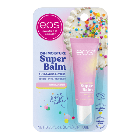 eos 24H Moisture Super Balm- Birthday Cake, Lip Sleeping Mask, 0.35 fl oz