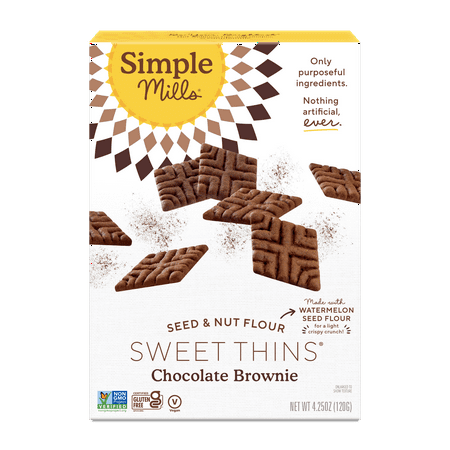 Simple Mills Seed and Nut Flour Sweet Thins, Chocolate Brownie, Gluten-Free, 4.25 oz