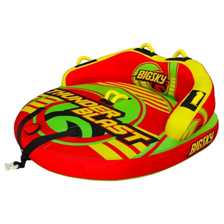 Big Sky Thunder Inflatable Water Towable Tube, 1-2 People, Red/Green