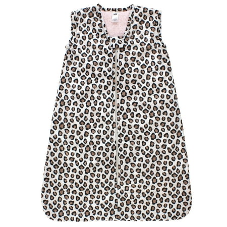 Hudson Baby Infant Girl Plush Faux Fur Sleeping Bag, Wearable Blanket, Leopard Pink, 6-12 Months