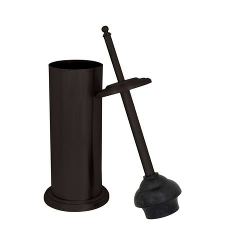 Rustic Toilet Plunger with Decorated Rim Brown - Bath Bliss: Stainless Steel & Polypropylene, Includes Holder