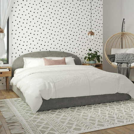 Mr. Kate Moon Upholstered Bed with Storage, King Size Frame, Light Gray Velvet