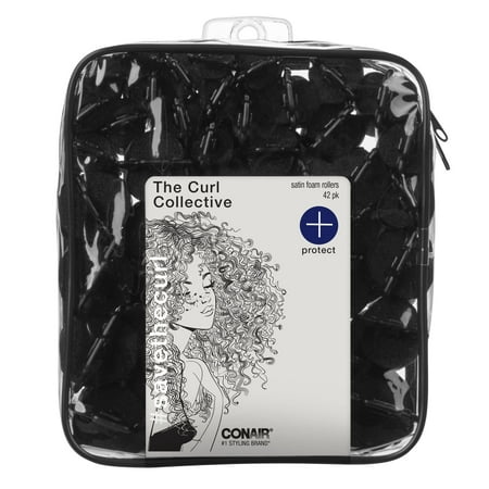 Conair The Curl Collective Satin Foam Hair Rollers, Black