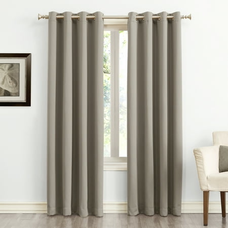Sun Zero Nolan Energy Efficient Blackout Grommet Single Curtain Panel, 54" x 84", Stone