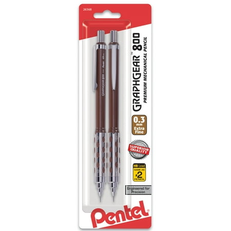 Pentel GraphGear800 Automatic Drafting Pencil (0.3mm) 2pk (PG803BP2)