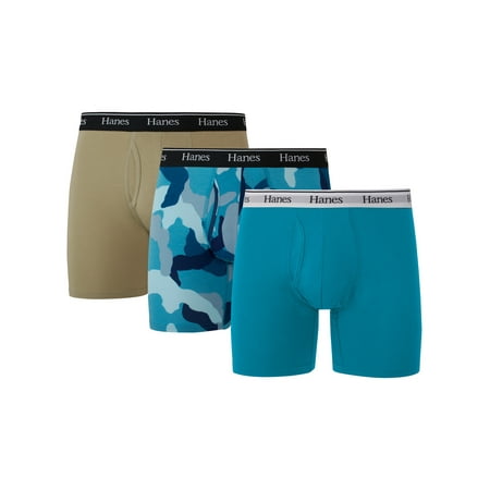 Hanes Originals Men's Boxer Briefs, Moisture-Wicking Stretch Cotton, 3-Pack