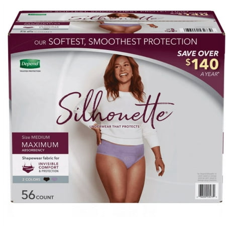 Depend Silhouette Incontinence & Postpartum Underwear for Women, Maximum Absorbency - Medium