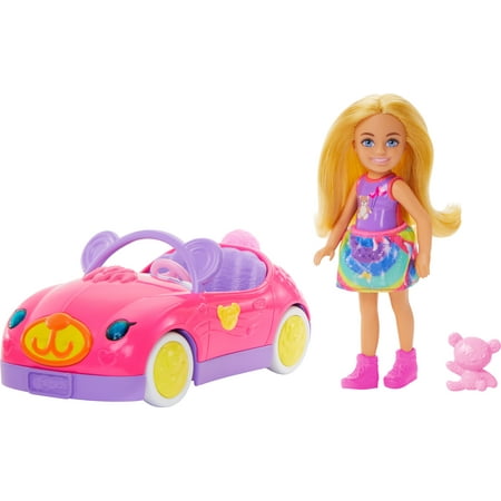 Barbie Chelsea Vehicle Set with Blonde Small Doll, Toy Car & Teddy Bear Accessory