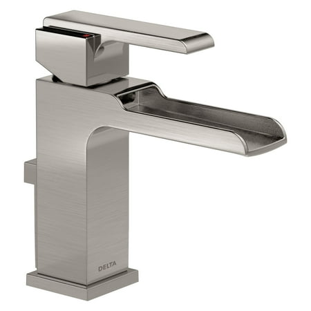 Delta Ara Single Handle Channel Spout Bathroom Faucet with Metal Drain Assembly in Stainless 568LF-SSMPU