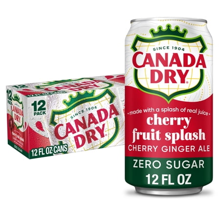 Canada Dry Caffeine Free Zero Sugar Fruit Splash Cherry Ginger Ale Soda Pop, 12 fl oz, 12 Pack Cans