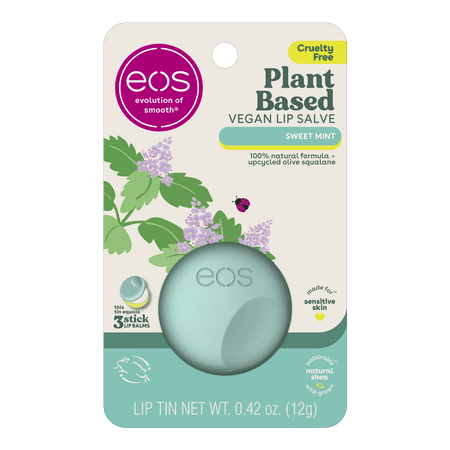 eos Plant-Based Vegan Lip Salve- Sweet Mint, Made for Sensitive Skin, 0.42 oz, Pack of 1