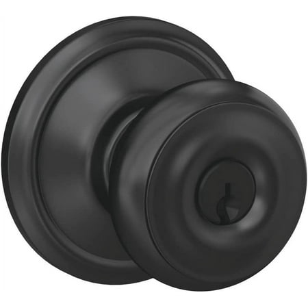 Schlage F51A GEO 622 Georgian Door Knob, Keyed Entry Lock, Matte Black Standard Matte Black