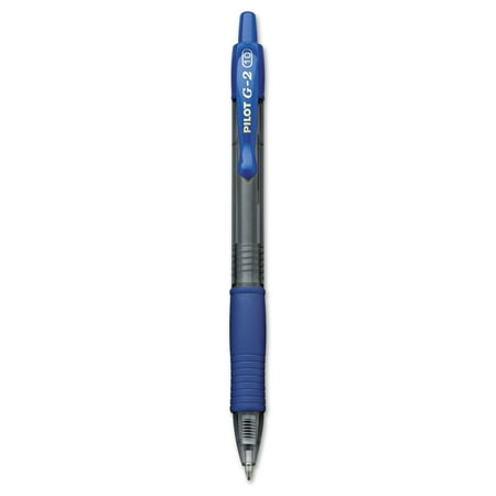 Pilot&reg; G-2&trade; Retractable Gel Pens, Bold Point, 1.0 mm, Clear Barrels, Blue Ink, Pack Of 12
