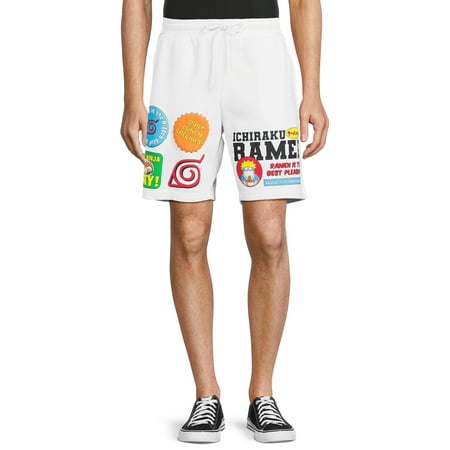 Naruto Mens Graphic Print Fleece Jogger Shorts, Sizes S-3XL