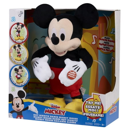 Disney Junior Mickey Mouse Hot Diggity Dance Mickey Feature Plush Stuffed Animal, Motion, Sounds, and Games Baby and Toddler Toys