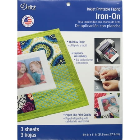 Dritz Inkjet Printable Fabric Iron-On Sheets, 3 Count