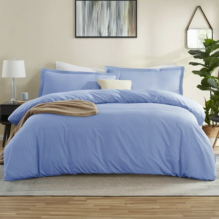 LammaLoe Duvet Cover Full 3 Piece, Luxury Microfiber Bedding Sets with 2 Pillow Shams, Calm blue