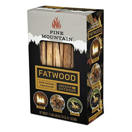 Pine Mountain, Indoo StarterStikk 100% Fatwood, 1.5 Pound Natural Firestarting Sticks Campfire, Fireplace, Wood Stove, Fire Pit, Indoor & Outdoor Use, Brown