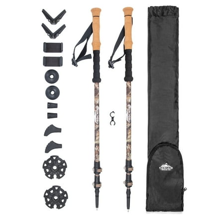 Cascade Mountain Tech Carbon Fiber Monopod Walking or Hiking Sticks with Accessories Mount - 2 pack