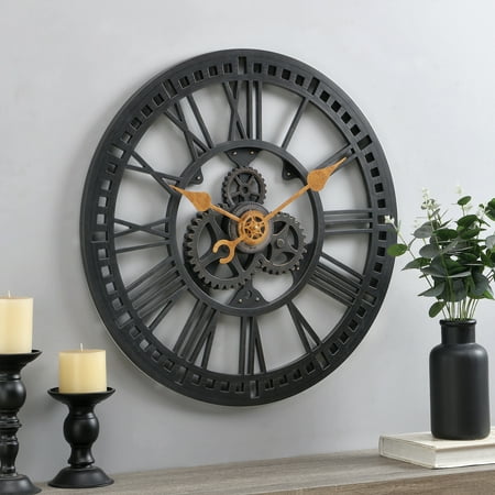 24&#34; Roman Gear Wall Clock Oil Rubbed Bronze - FirsTime &#38; Co.
