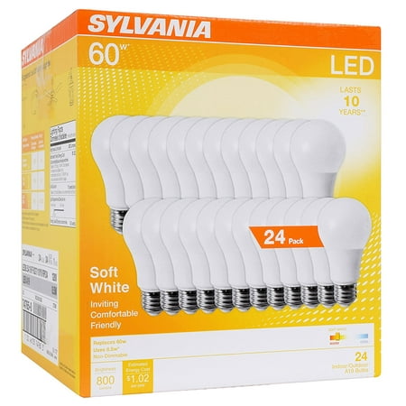Sylvania LED Light Bulbs, 8.5W (60W Equivalent), Soft White, 24-count