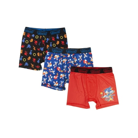 Sonic Hedgehog Boys Underwear, 3 Pack Boxer Brief (Little Boys