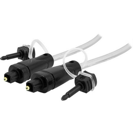 GE 6ft Digital Toslink Fiber Optic Cable with Mini Toslink Adapters, 33533