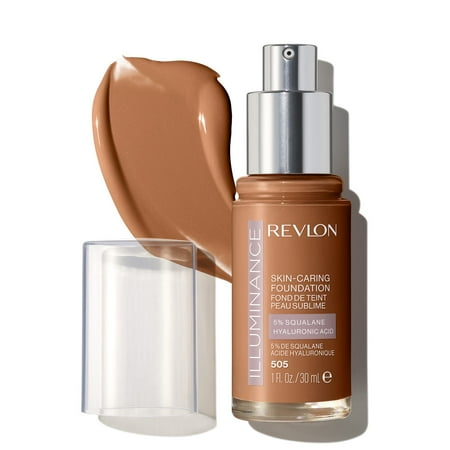 Revlon Illuminance Skin-Caring Liquid Foundation Makeup, Medium Coverage, 505 Rich Sand, 1 fl oz