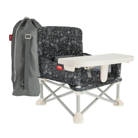 Nuby Pop-Up Portable Booster Seat with Removable Tray, Black and White