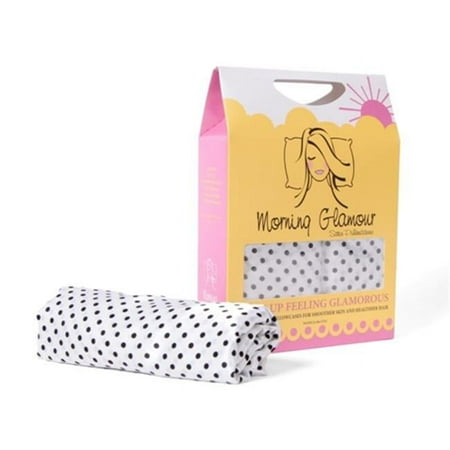 Morning Glamour 600 TC Satin Standard Pillowcases 2 Pack , Black & White Polka Dot