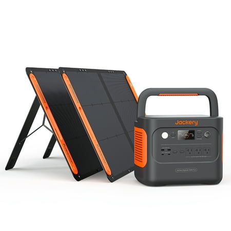 Jackery 1000 Plus Solar Generator, 1264Wh Portable Power Station with 2xSolarSaga 100W Solar Panels, 2000W Output Expandable Home Backup Power for Off-grid Living, Outdoor Camping and Exploration