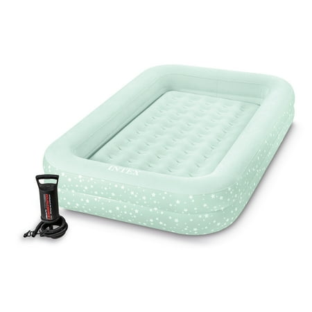 Intex 66810EP Kids Inflatable Raised Frame Travel Air Mattress with Hand Pump